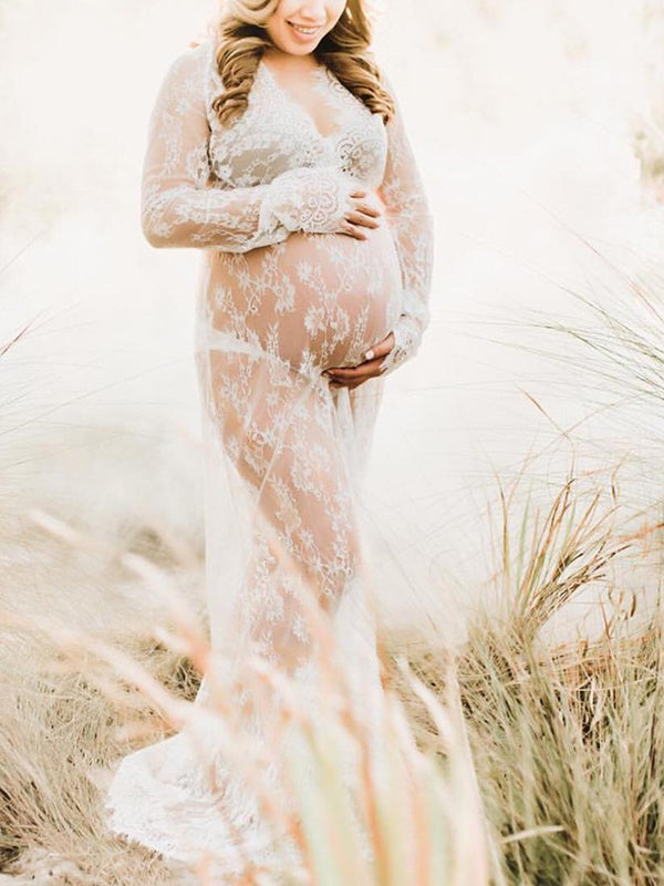 Ruffle Maternity Photoshoot Robe Dress,Pregnancy Gown, Boudoir Robe –  vivymakudress